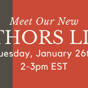 Join us to meet our authors LIVE! Tuesday, January 26, 2pm EST